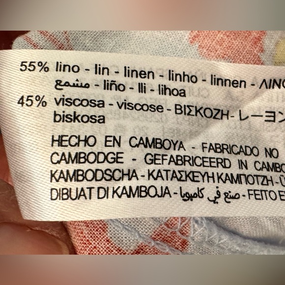 Zara ladies light blue sundress with orange flowers size M linen blend - Picture 4 of 4